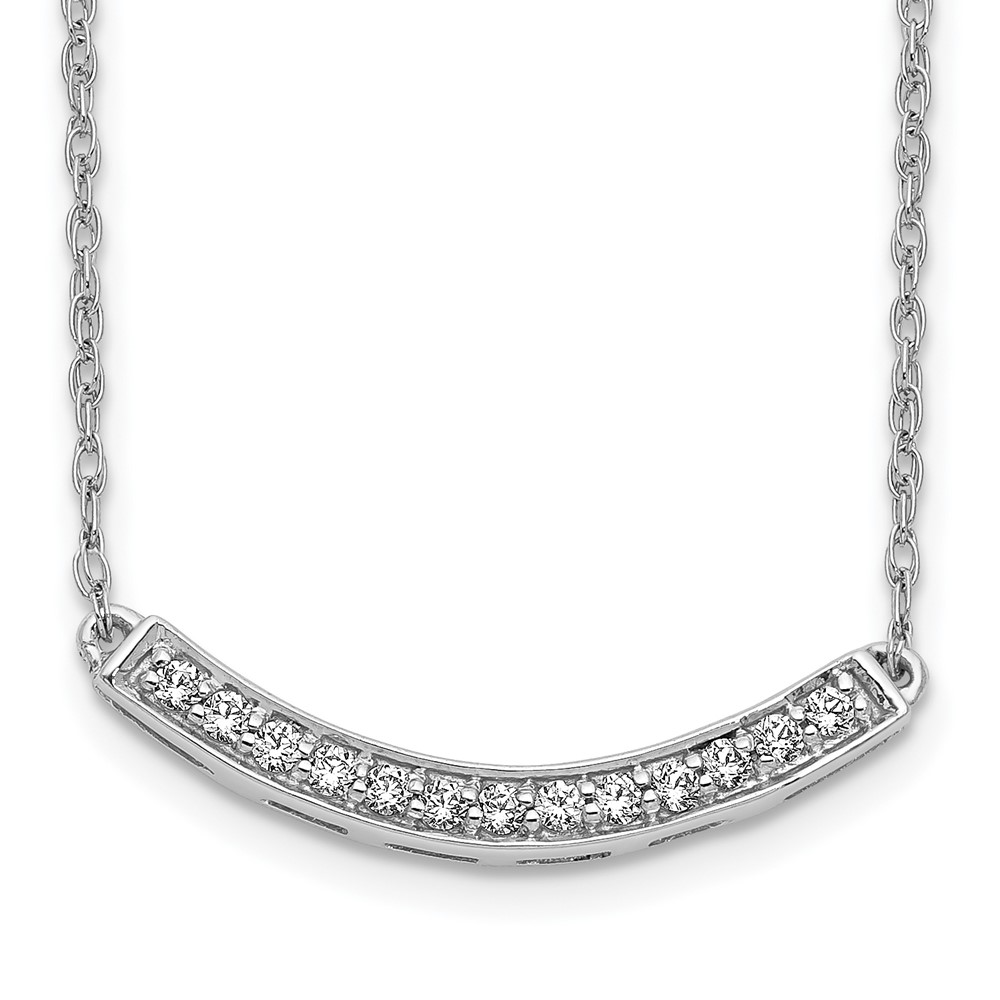 10k White Gold Diamond Curved Bar 18 inch Necklace (PM4679-016-1WA)