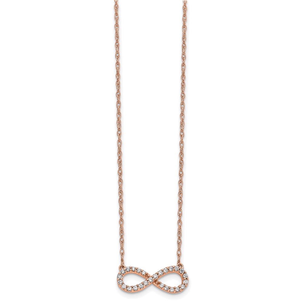 10k Rose Gold Polished Diamond Infinity Symbol 18 inch Necklace (PM4688-016-1RA)