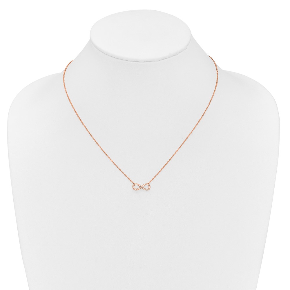 10k Rose Gold Polished Diamond Infinity Symbol 18 inch Necklace (PM4688-016-1RA)