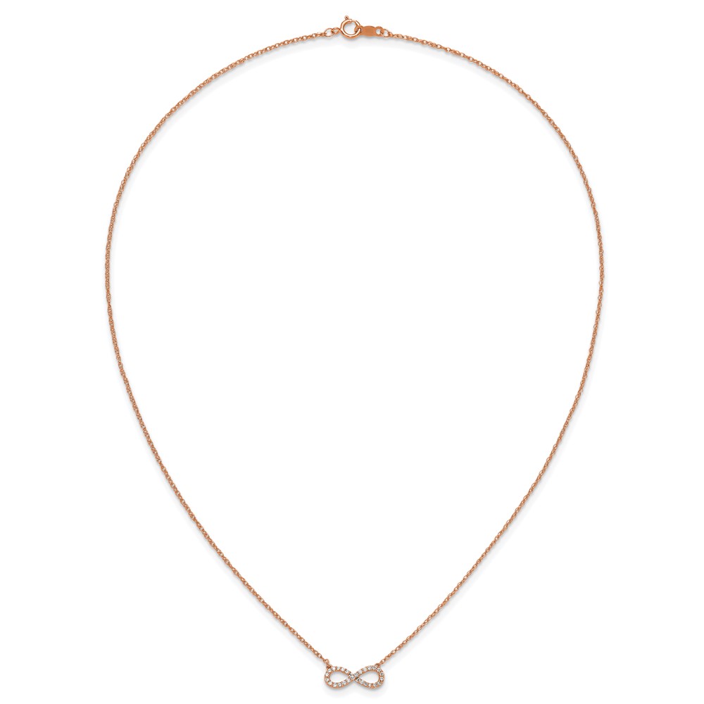 10k Rose Gold Polished Diamond Infinity Symbol 18 inch Necklace (PM4688-016-1RA)