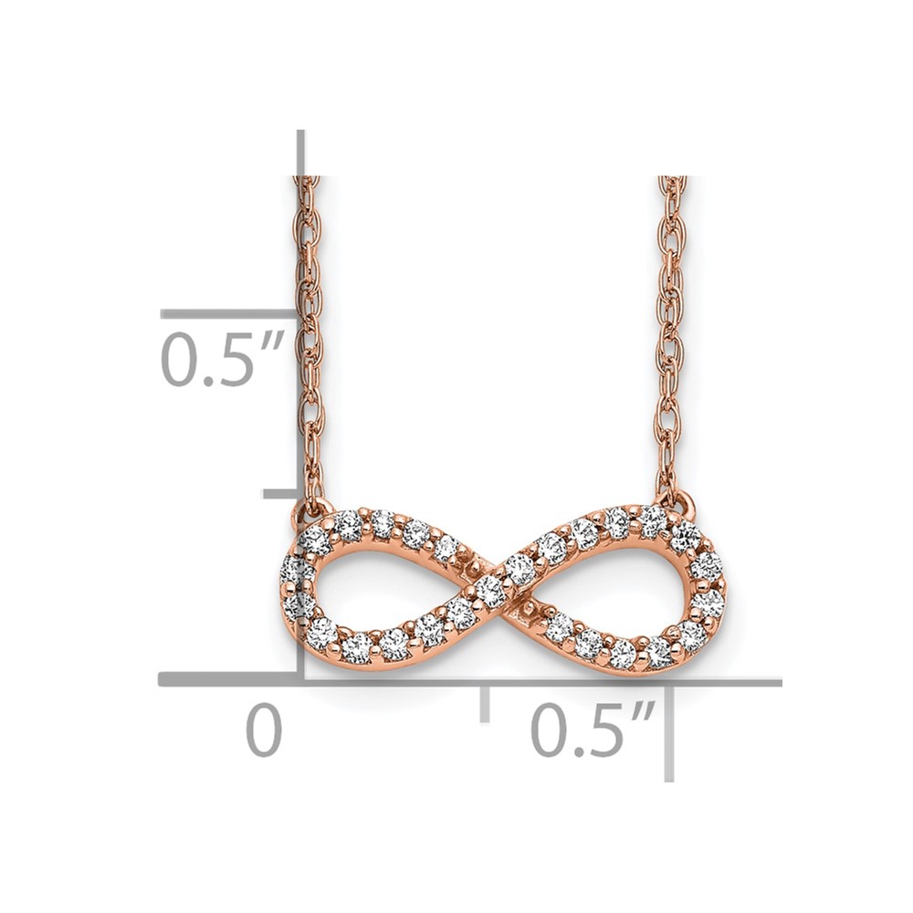 10k Rose Gold Polished Diamond Infinity Symbol 18 inch Necklace (PM4688-016-1RA)