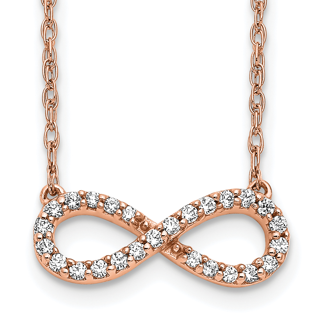 10k Rose Gold Polished Diamond Infinity Symbol 18 inch Necklace (PM4688-016-1RA)