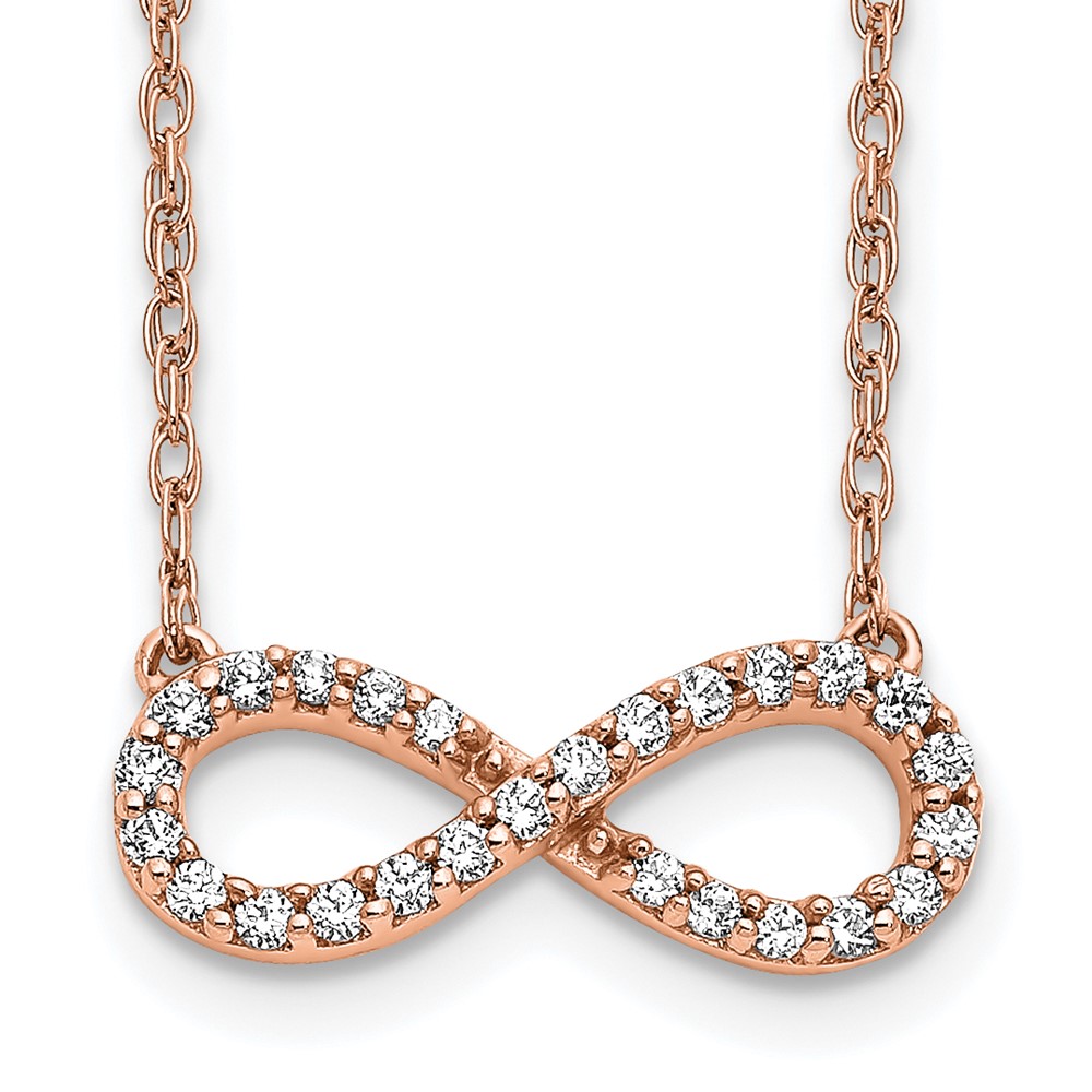 10k Rose Gold Polished Diamond Infinity Symbol 18 inch Necklace (PM4688-016-1RA)