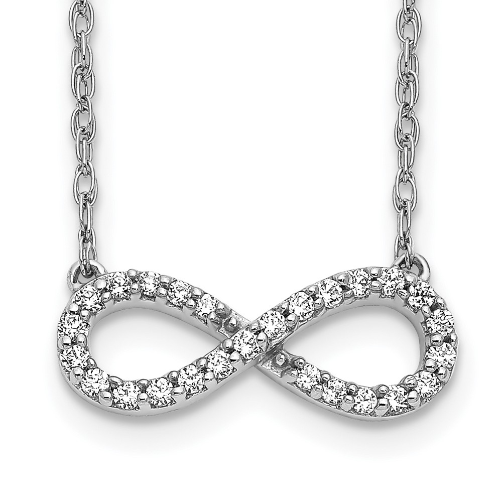 14k White Gold 1/6 carat Lab Grown Diamond VS/SI+ G+ Complete 18 inch Infinity Symbol Necklace (PM4688-016-WLG-18)