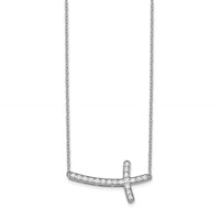 14K White Gold 0.20 Carat Lab Grown Diamond VS SI+ G+ Complete Sideways Cross Necklace, 18" view 2