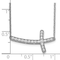 14K White Gold 0.20 Carat Lab Grown Diamond VS SI+ G+ Complete Sideways Cross Necklace, 18" view 3