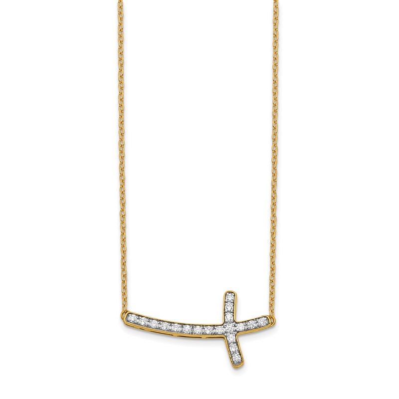 14k 1/5 carat Lab Grown Diamond VS/SI+ G+ Complete 18 inch Sideways Cross Necklace