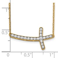 14K Yellow Gold 0.20 Carat Lab Grown Diamond VS SI+ G+ Complete Sideways Cross Necklace, 18" view 3