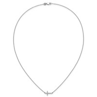 14K White Gold 0.17 Carat Lab Grown Diamond VS SI+ G+ Complete Sideways Cross Necklace, 18" view 4