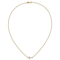 14K Yellow Gold 0.17 Carat Lab Grown Diamond VS SI+ G+ Complete Sideways Cross Necklace, 18" view 4