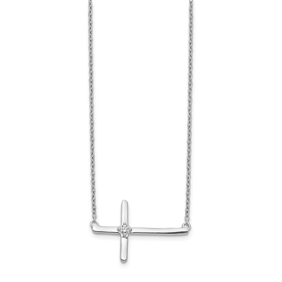 Gold Diamond Sideways Cross Necklace