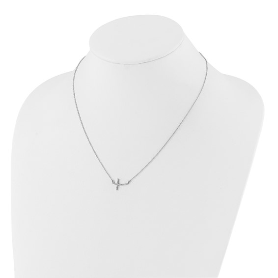 Gold Diamond Sideways Cross Necklace