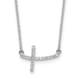Gold Diamond Sideways Cross Necklace