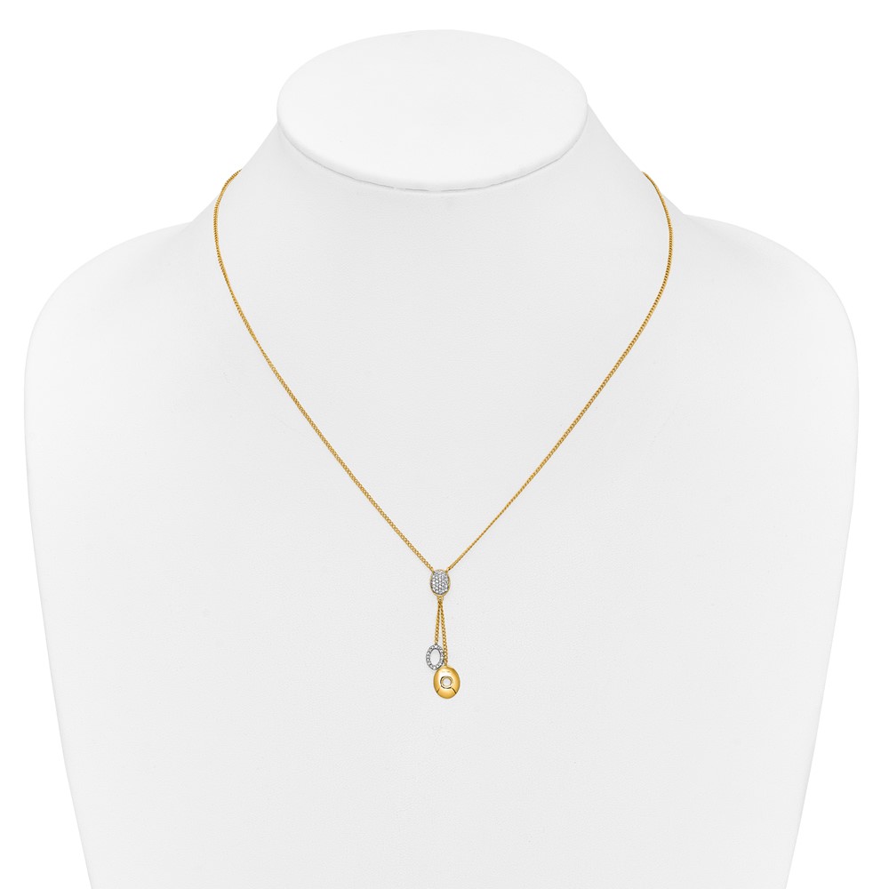 14k Polished 1/10 Diamond Circle Dangles 18 inch Y-Necklace (PM4704-010-YA)