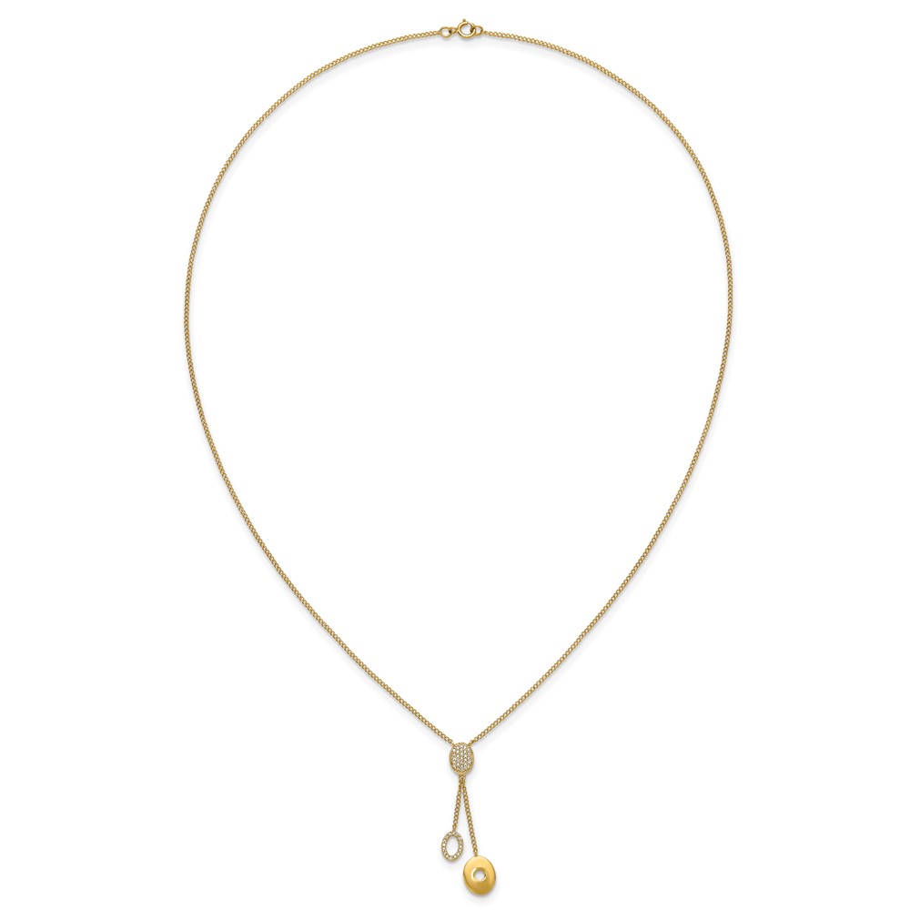 14k Polished 1/10 Diamond Circle Dangles 18 inch Y-Necklace (PM4704-010-YA)