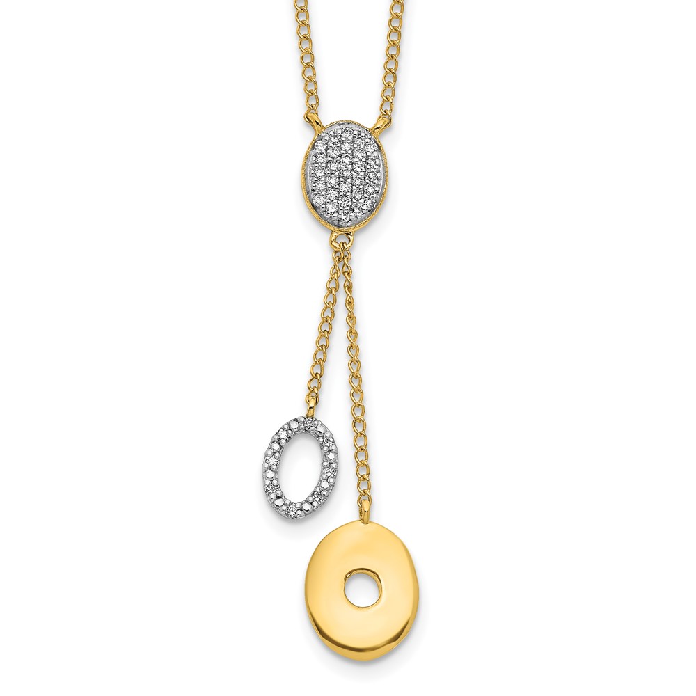 14k Polished 1/10 Diamond Circle Dangles 18 inch Y-Necklace (PM4704-010-YA)