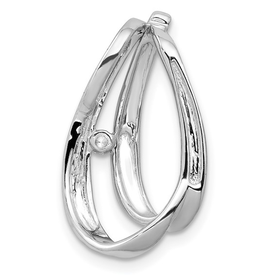 14k White Gold Complete 1/20 carat Diamond Double Teardrop Chain Slide