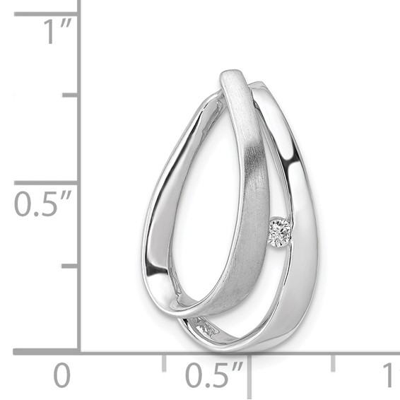 14k White Gold Complete 1/20 carat Diamond Double Teardrop Chain Slide