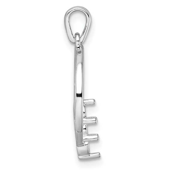 14k White Gold Holds 3-2.7mm Three-Stone Circle Pendant Mounting