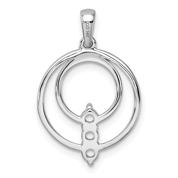 14k White Gold Holds 3-2.7mm Three-Stone Circle Pendant Mounting