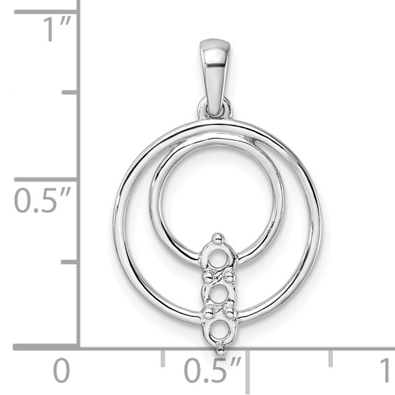 14k White Gold Holds 3-2.7mm Three-Stone Circle Pendant Mounting
