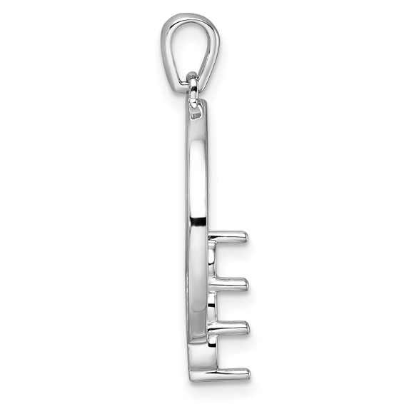 14k White Gold Holds 3-3.2mm Three-Stone Circle Pendant Mounting