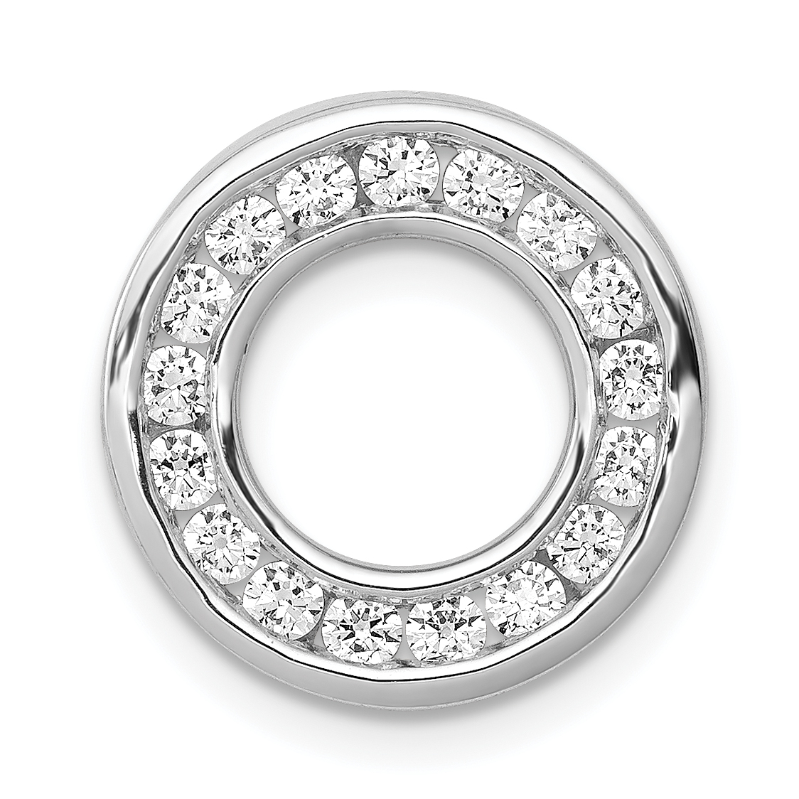 14k White Gold 1/2 carat Diamond Channel Set Circle Chain Slide (PM4710-050-WA)