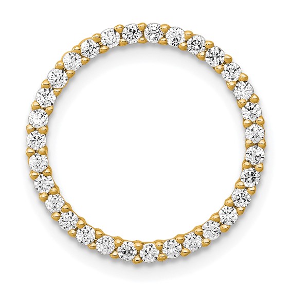 14k Polished 3/8 carat Diamond Circle Chain Slide
