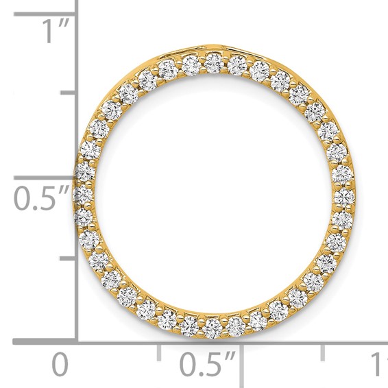 14k Polished 3/4 carat Diamond Circle Chain Slide