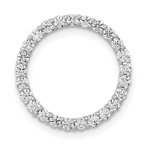 14K White Gold 0.50 Carat Lab Grown Diamond VS SI+ G+ Circle Chain Slide Pendant