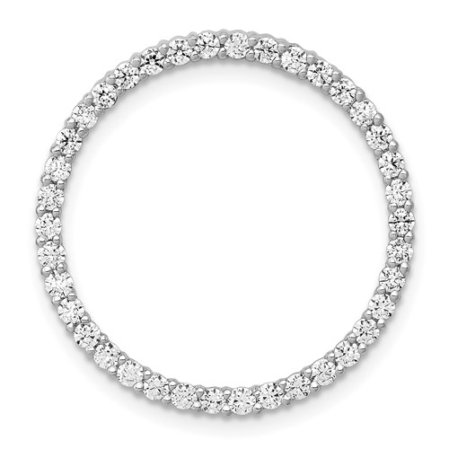 14K White Gold 0.75 Carat Lab Grown Diamond VS SI+ G+ Circle Chain Slide Pendant