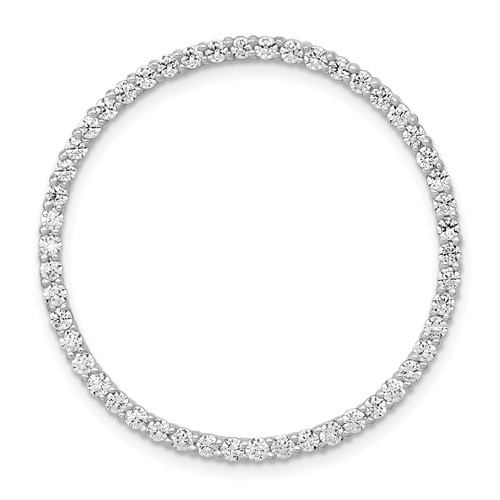 14K White Gold 1 Carat Lab Grown Diamond VS SI+ G+ Circle Chain Slide Pendant