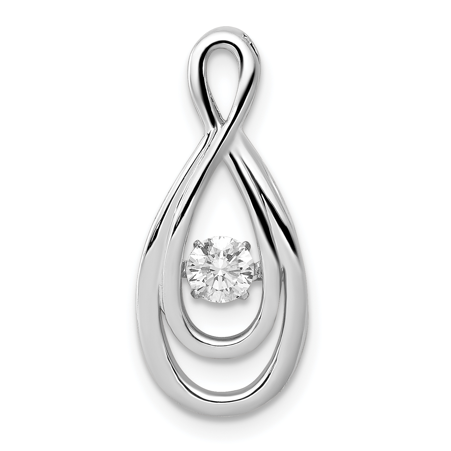 14k White Gold 1/4 carat Moving Diamond Infinity Slide Fits up to 2mm Regular/3mm Fancy or Reversible Omega (PM4718-025-WA)