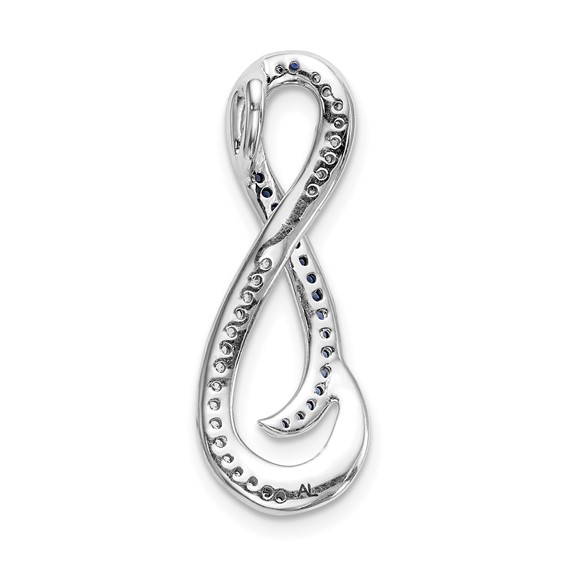 14k White Gold 1/5 carat White and Blue Diamond Infinity Chain Slide