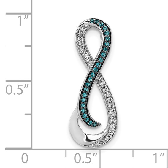 14k White Gold 1/5 carat White and Blue Diamond Infinity Chain Slide