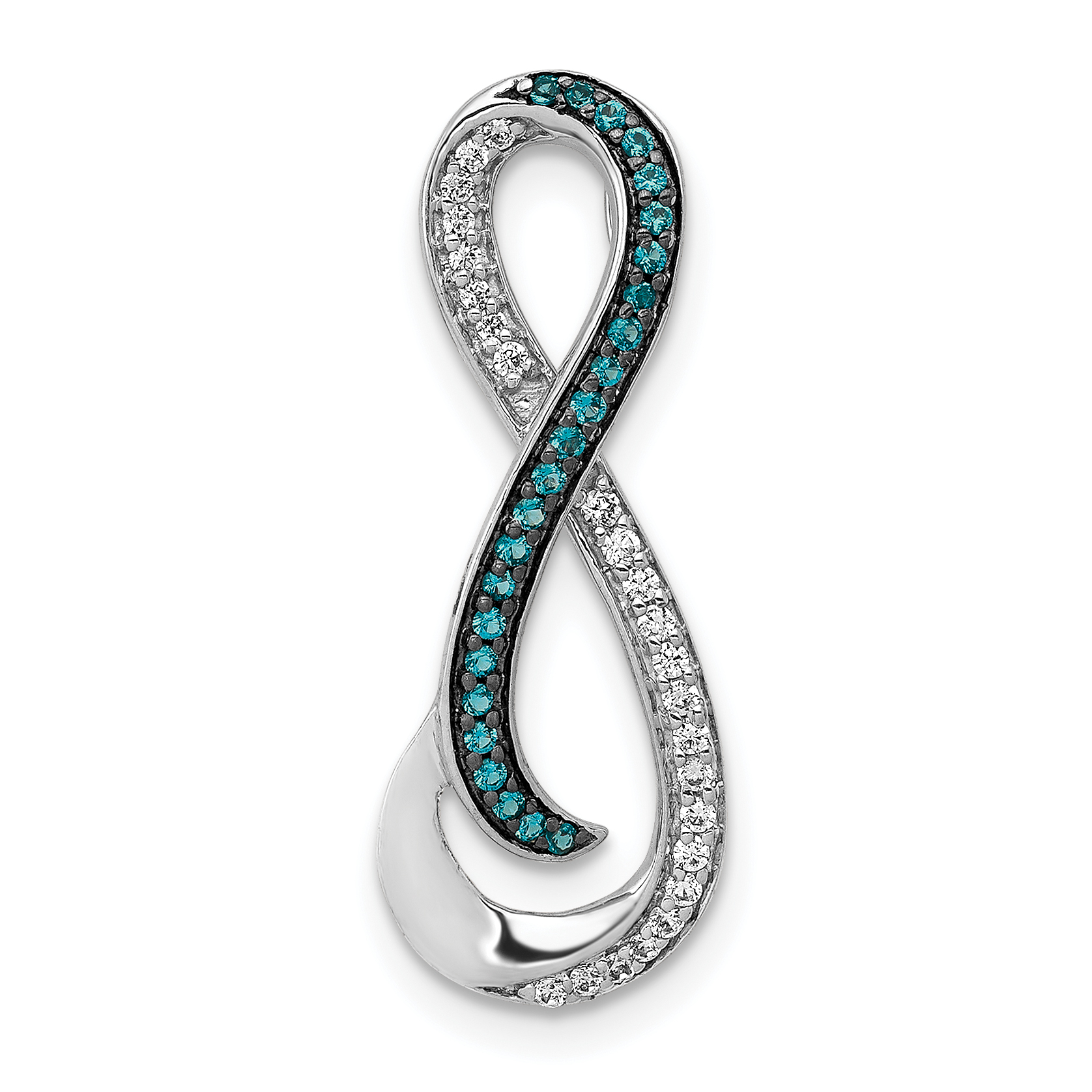 14k White Gold 1/5 carat White and Blue Diamond Infinity Chain Slide (PM4719-020-WA)
