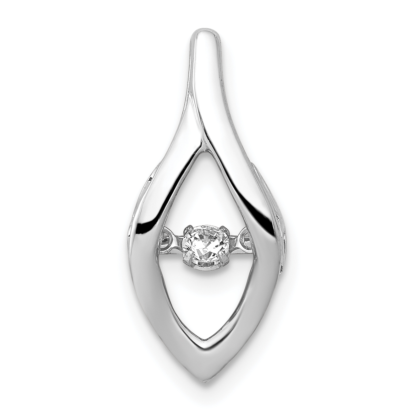 14k White Gold 1/10 carat Moving Diamond Slide Fits up to 2mm Regular/3mm Fancy or Reversible Omega (PM4722-010-WA)