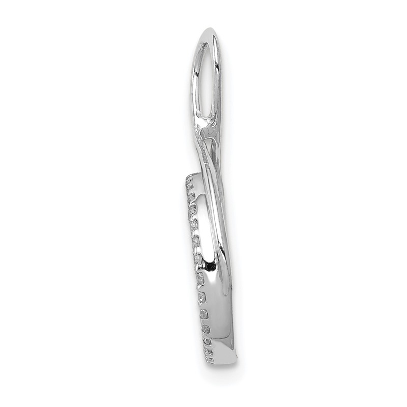 14k White Gold 1/10 carat Lab Grown Diamond VS/SI+ G+ Complete Fashion Circle Dangle Chain Slide Pendant