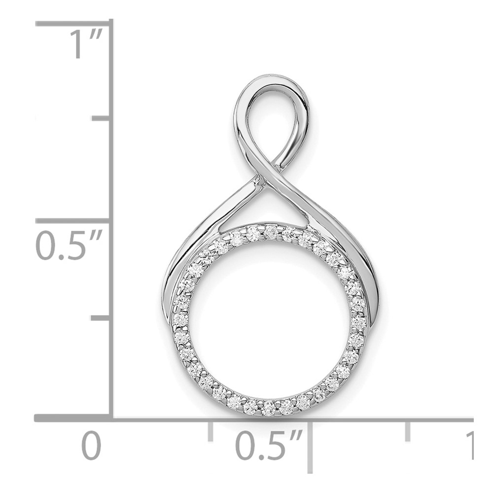 14k White Gold 1/10 carat Lab Grown Diamond VS/SI+ G+ Complete Fashion Circle Dangle Chain Slide Pendant (PM4723-010-WLG)