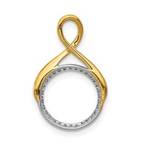 14K Two Tone 0.10 Carat Lab Grown Diamond VS SI+ G+ Complete Fashion Circle Dangle Chain Slide Pendant view 3
