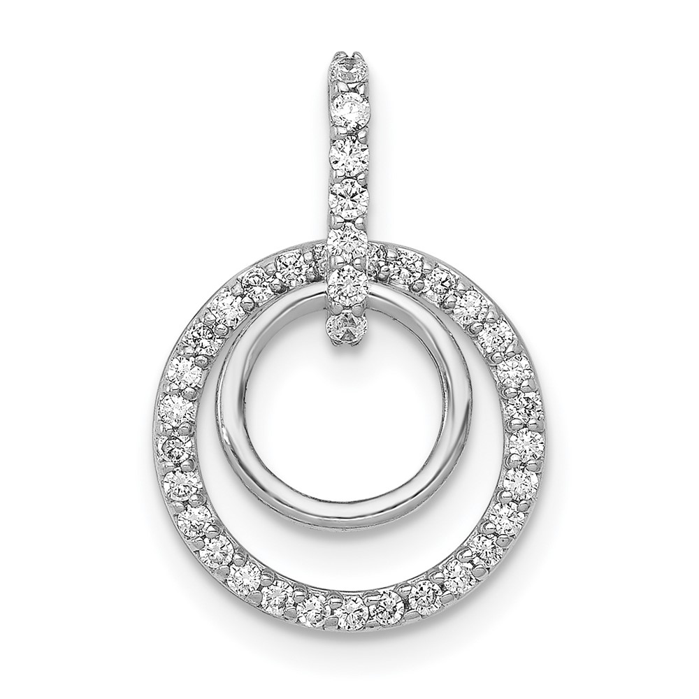 14K White Gold 0.25 Carat Lab Grown Diamond VS SI+ G+ Complete Double Circle Dangle Pendant