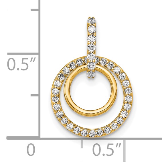 14k Polished 1/4 carat Diamond Double Circle Dangle Pendant
