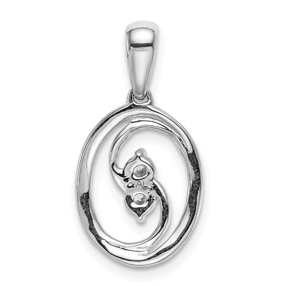 14k White Gold Polished 1/8 carat Diamond Oval Pendant