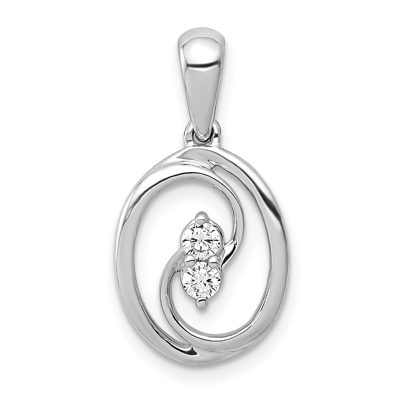 14k White Gold Polished 1/8 carat Diamond Oval Pendant (PM4728-013-WA)