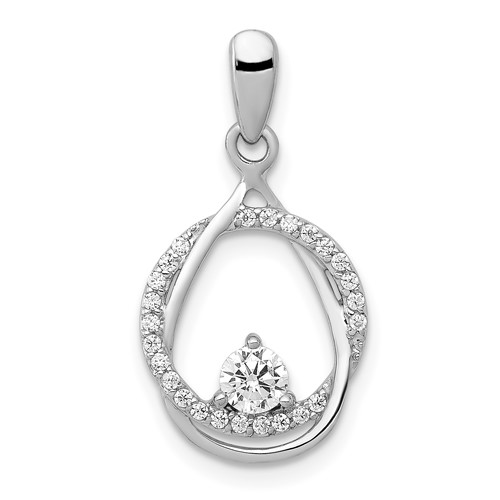 14K White Gold 0.33 Carat Lab Grown Diamond VS SI+ G+ Complete Fashion Circle and Teardrop Pendant