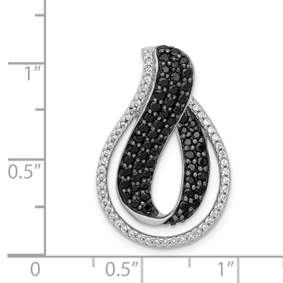 14k White Gold 1 carat Black and White Diamond Slide Fits up to 2mm Regular/4mm Fancy or Reversible Omega