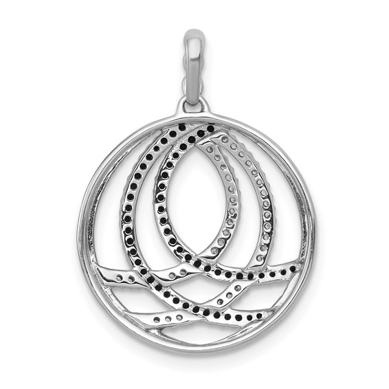 14k White Gold 3/8 carat White and Black Diamond Fancy Circle Chain Slide