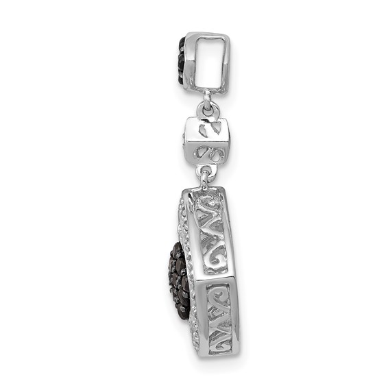 14k White Gold 1/4 carat White and Blue Diamond Square Dangle Chain Slide