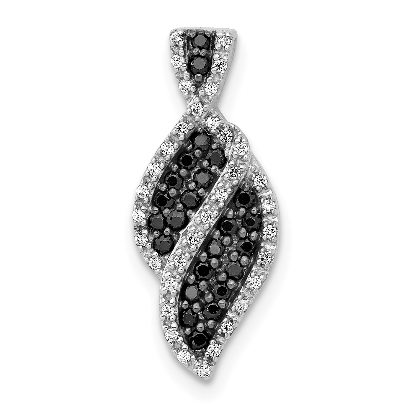 14k White Gold 1/3 carat White and Black Diamond Fancy Curve Chain Slide (PM4736-BK-033-WA)