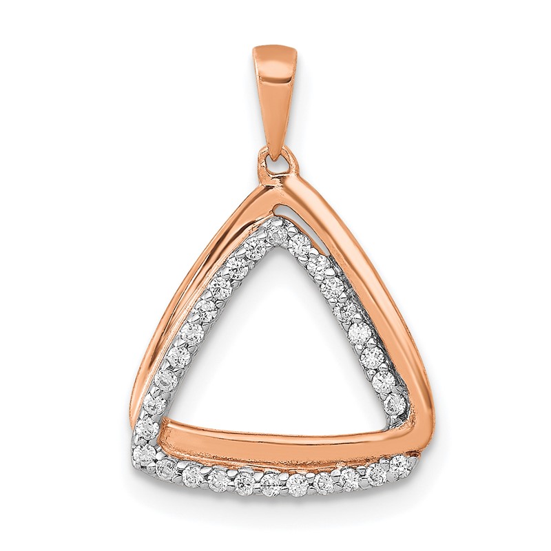 14k Rose Gold 1/6 carat Lab Grown Diamond VS/SI+ G+ Complete Double Triangle Pendant